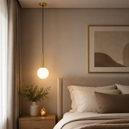 Minimalist White Glass Pendant Light | Dining & Hallway Ceiling Lamp