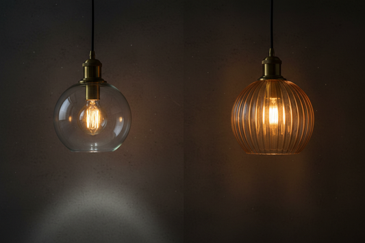 Clear glass vs ribbed glass pendant lights comparison