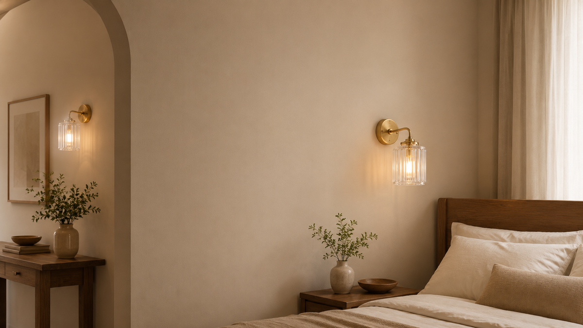 Wall Lights - Brass wall sconces in bedroom