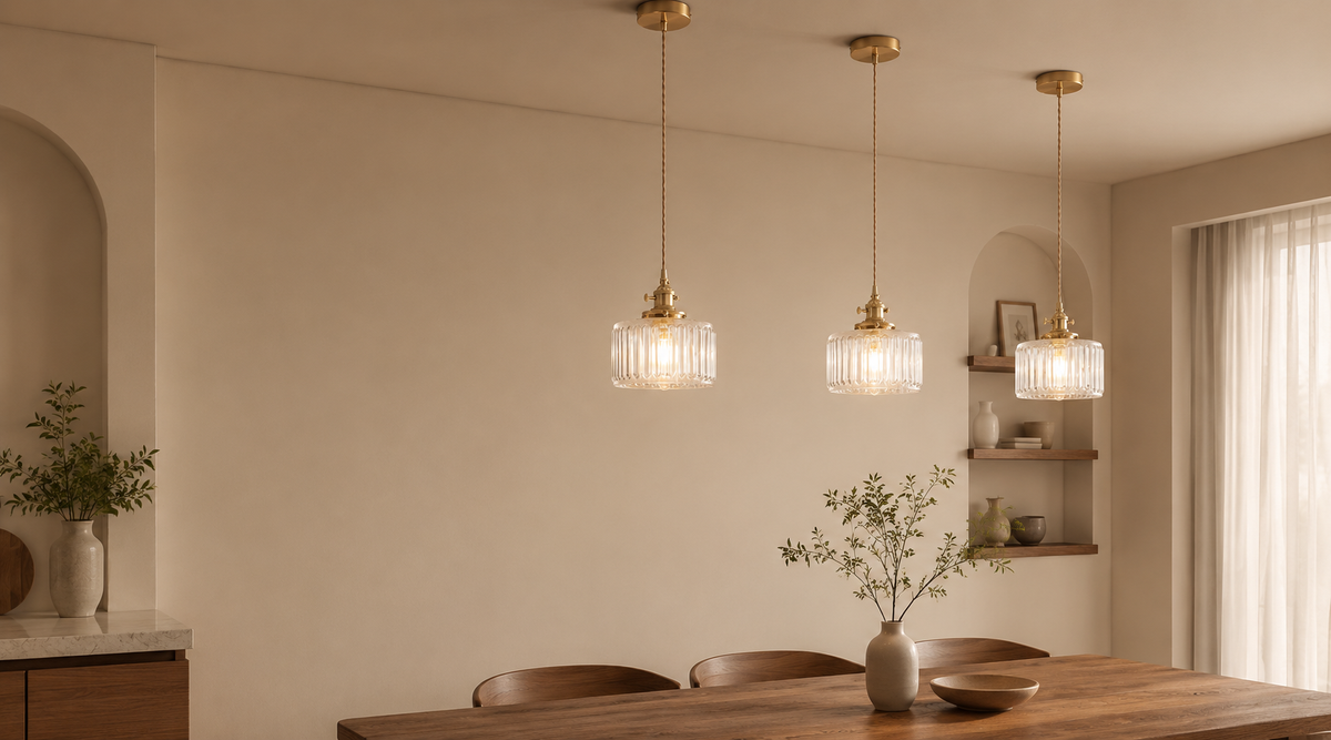 Pendant Lights - Three pendant lights over dining table