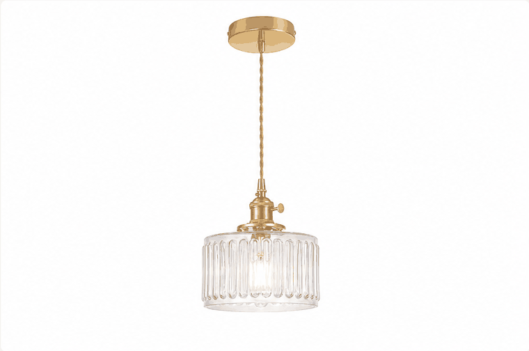 Vintage Pumpkin Glass Pendant Light | Retro Amber Ceiling Lamp