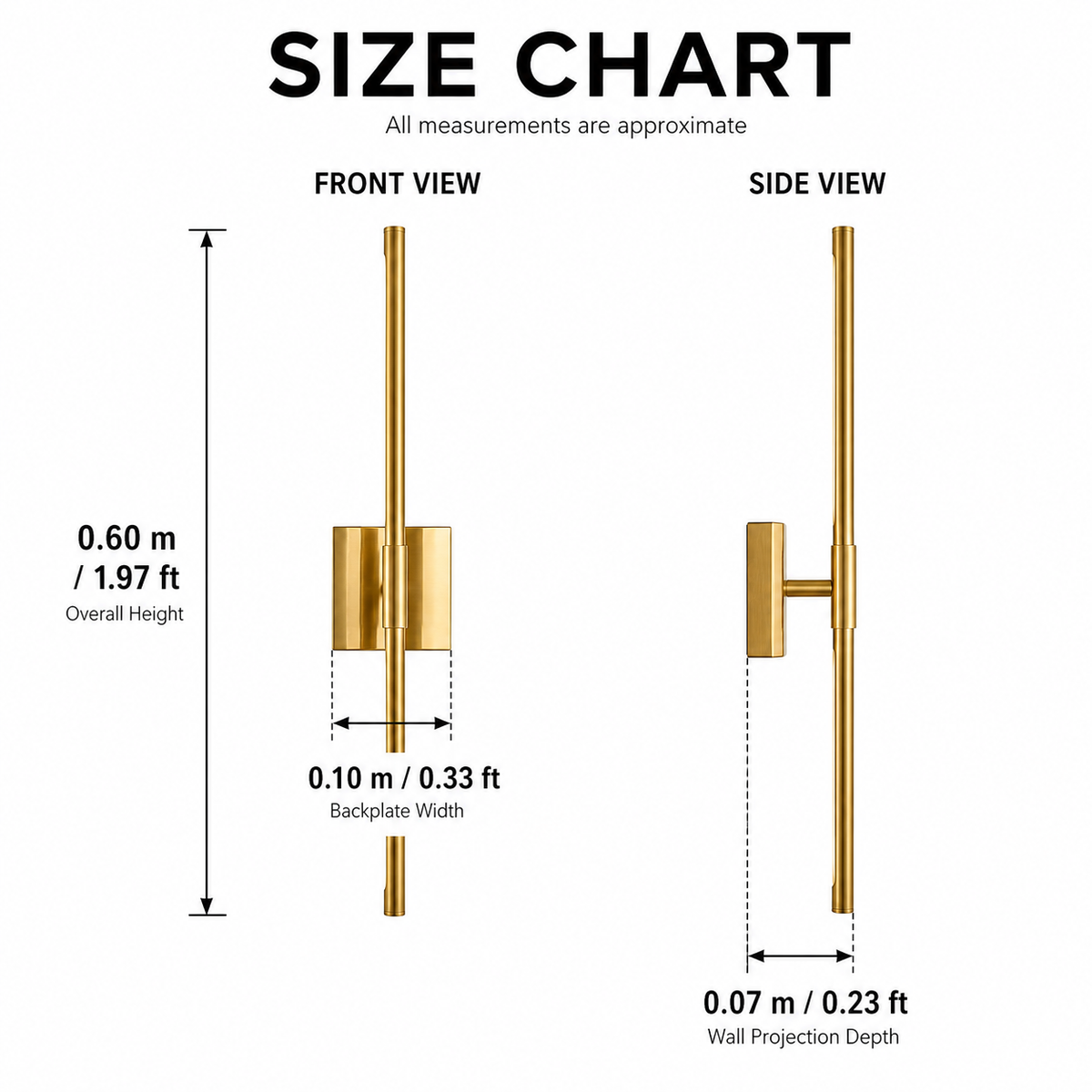 Gold Iron Wall Sconce | Modern Minimalist Wall Lamp for Bedroom, Living Room & Hallway