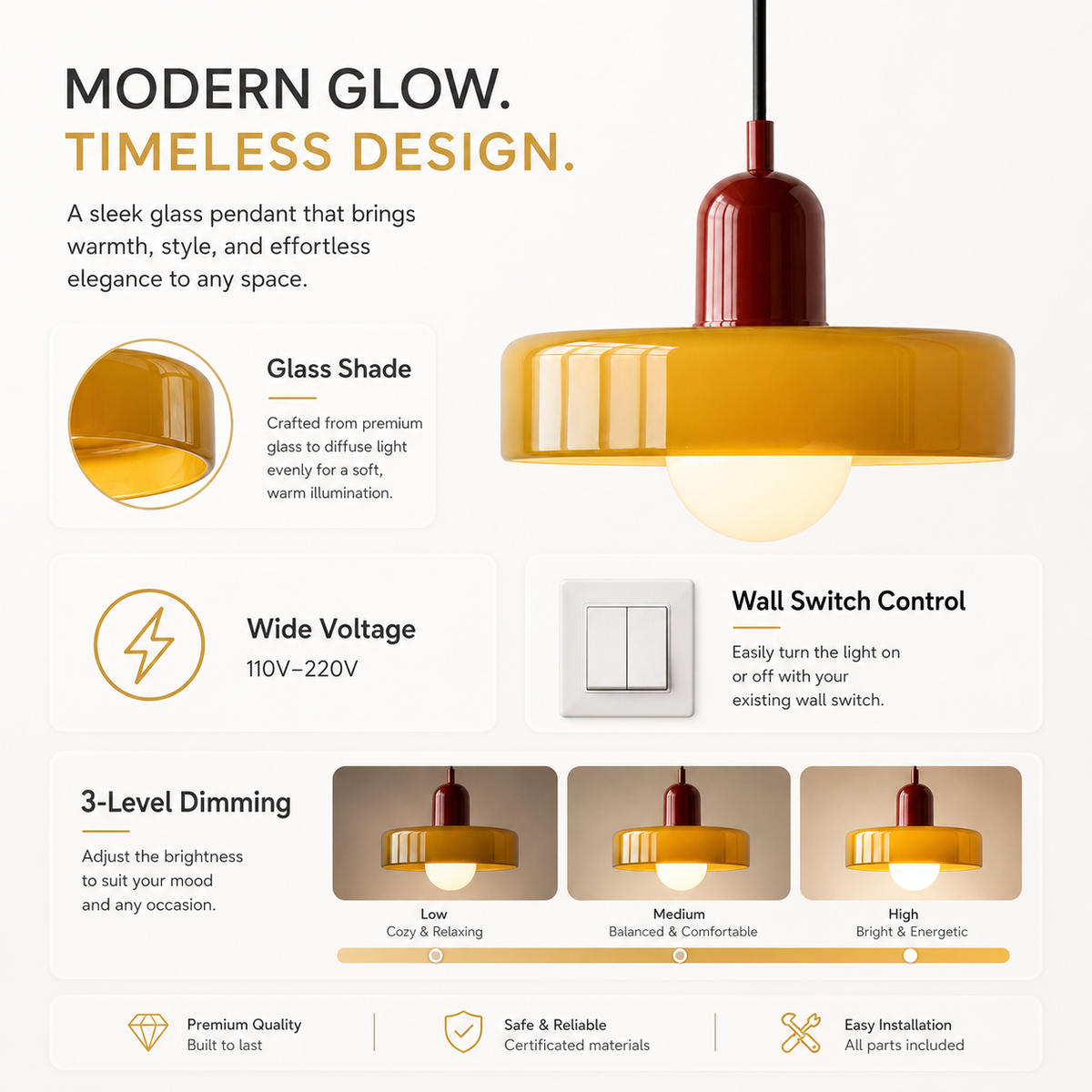 Macaron Glass Pendant Light | Minimalist Modern Ceiling Lamp