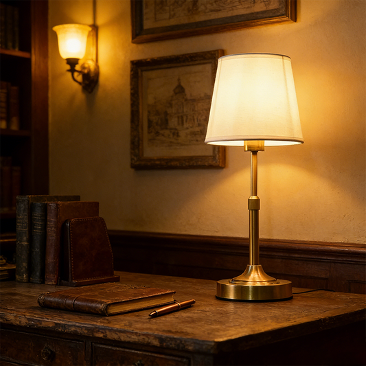 Modern Minimalist Fabric Table Lamp | Iron Base, Adjustable Height & LED Compatible