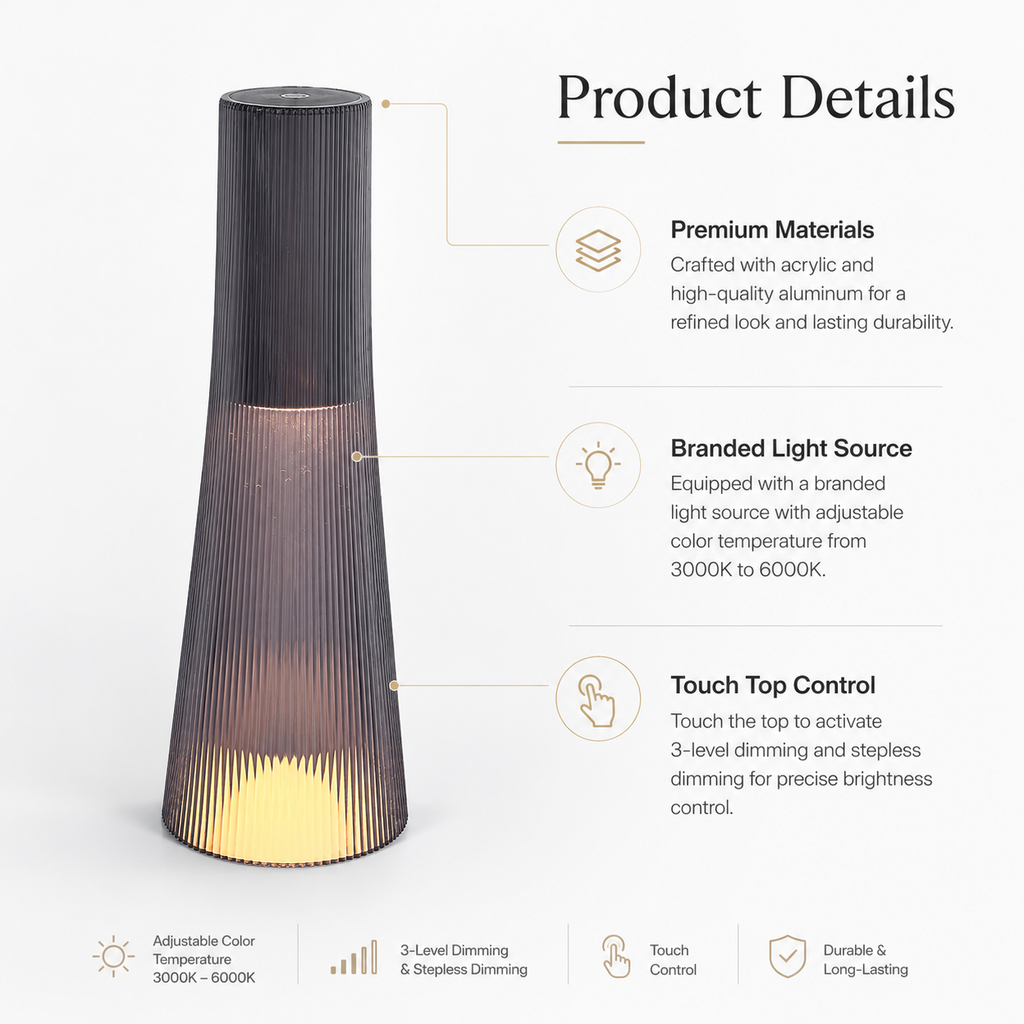 LSTHOME Crystal Acrylic LED Table Lamp – Touch Dimmable with 3 Color Temperatures