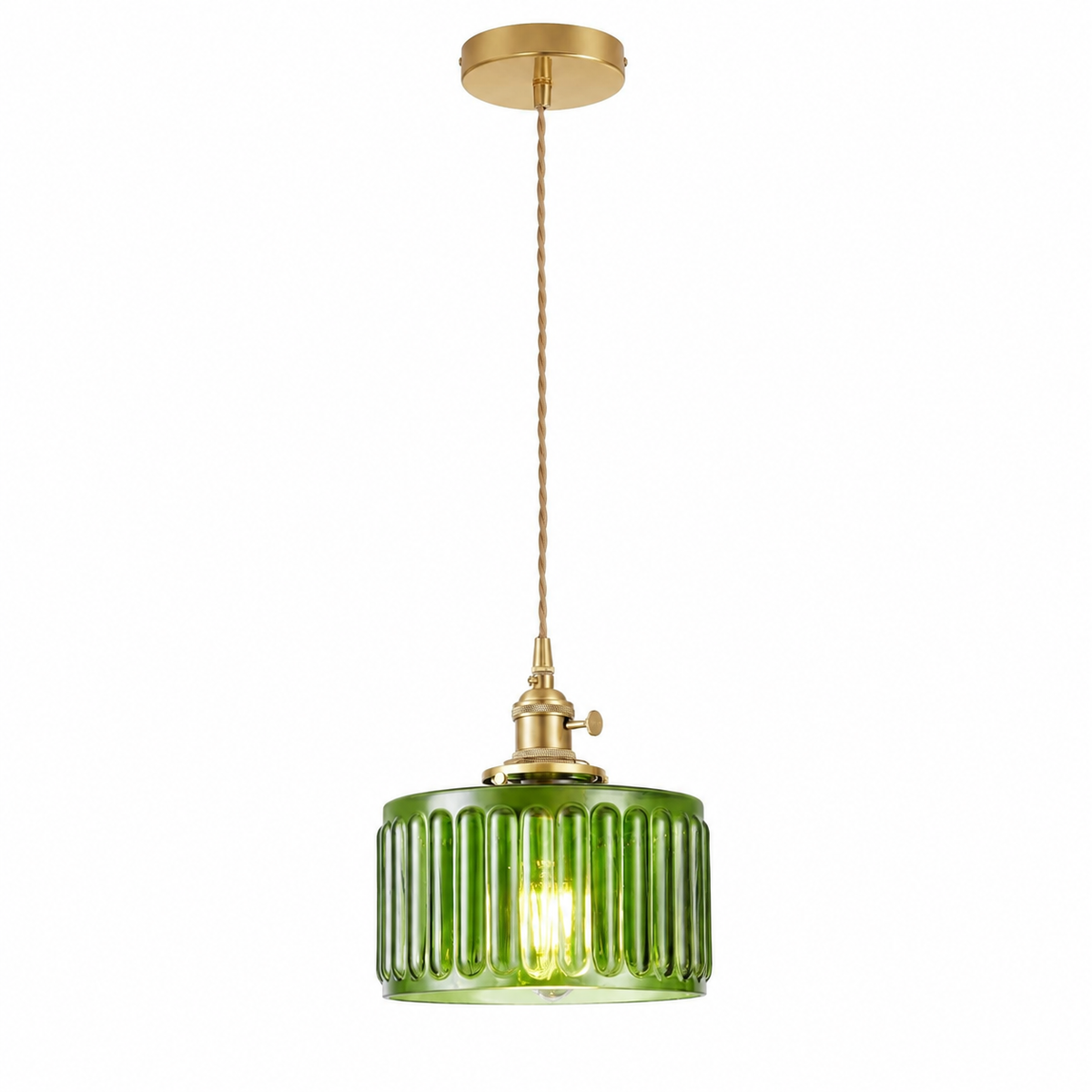 Vintage Pumpkin Glass Pendant Light | Retro Amber Ceiling Lamp